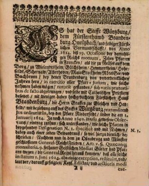 Informatio cum petitione Inn Sachen Brandenburg Onoltzbach Contra Würtzburg : Restitution XI. underschiedlicher Pfarren betref.
