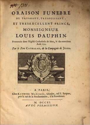 Oraison funebre de Louis Dauphin
