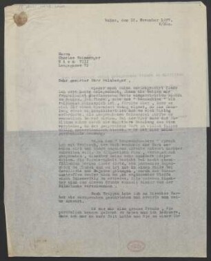 Brief an Carl Weinberger : 12.11.1927