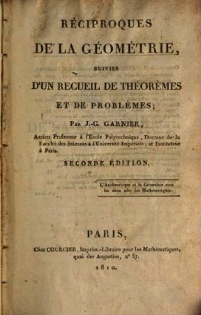 Réciproques de la géométrie