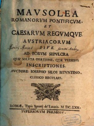Mausolea romanorum pontificum et Caesarum regumque Austriacorum