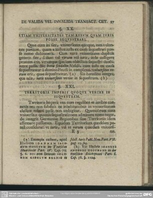 §. XXI. Territoria Imperii Quoque Venire In Sequestrem