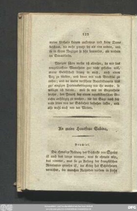 An meine Hausfrau Sabina. Bruchsal.