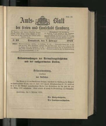 No. 29, 7. Februar 1920
