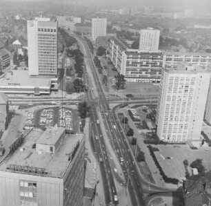 Straßenkreuzung Juri-Gagarin-Ring und Krämpferstraße in Erfurt : Blickrichtung Norden