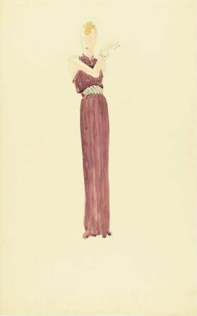 Dame in lila Abendkleid