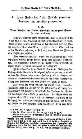 I. Vom Rechte der freien Aussicht (servitus luminum und servitus prospectus)