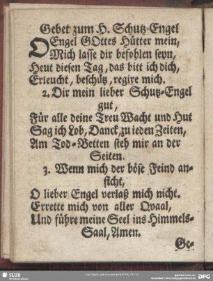 Gebet zum H, Schutz-Engel