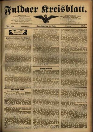 Erste Ausgabe vom Samstag, den 15. Juni 1907.