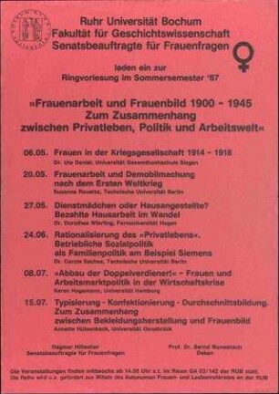 Frauenarbeit und Frauenbild 1900-1945