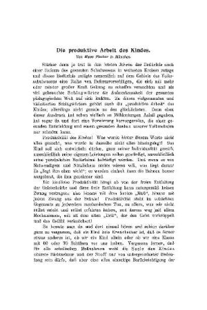 Die produktive Arbeit des Kindes