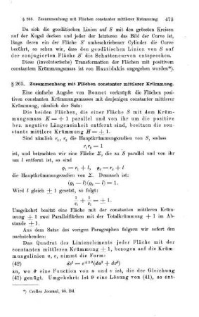 § 265. Zusammenhang mit Flächen constanter mittlerer Krümmung.
