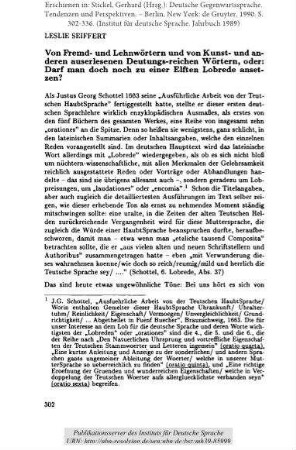 Von Fremd- und Lehnwörtern und von Kunst- und anderen auserlesenen Deutungs-reichen Wörtern, oder: Darf man doch noch zu einer Elften Lobrede ansetzen?