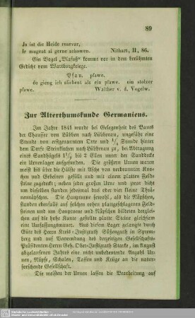 Zur Alterthumskunde Germaniens