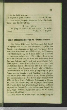Zur Alterthumskunde Germaniens