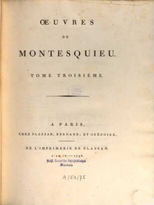 Oeuvres De Montesquieu, 3