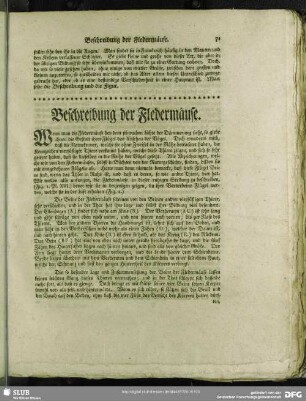 Beschreibung der Fledermäuse