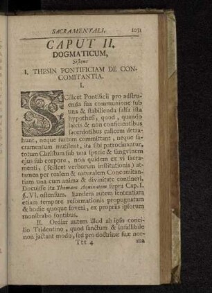 Caput II. Dogmaticum, Sistens I. Thesin Pontificiam De Concomitantia.