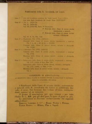 Pubblicazioni della R. Accademia dei Lincei