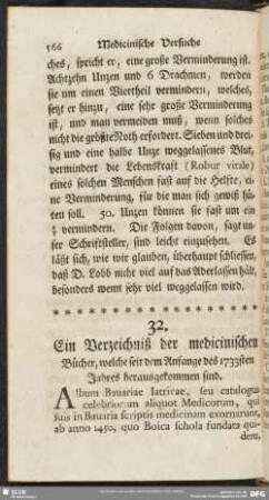 Ein Verzeichniß der medicinischen Bücher, welche seit dem Anfange des 1733sten Jahres herausgekommen sind