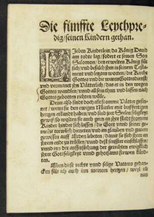 Die fünffte Leychpredigt/ seinen Kindern gethan.