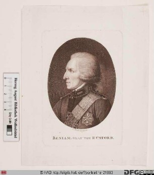 Bildnis Benjamin Thompson, (1784 Sir) 1791 Reichsgraf von Rumford