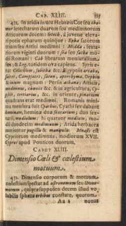 Caput XLIII. Dimensio Coeli & coelestium motuum