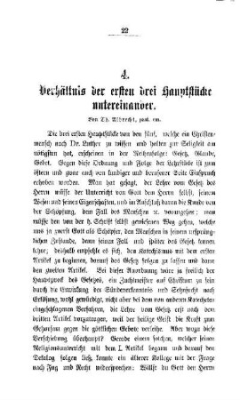 Verhältnis der ersten drei Hauptstücke untereinander