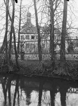 Rittergut Plaußig, Ansicht von Süden über die Parthe