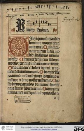 Antiphona: Placebo. Psalmus: Dilexi quoniam...