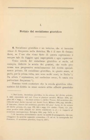 I. Notizia del socialismo giuridico