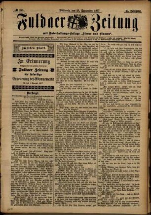 Zweite Ausgabe vom Mittwoch, den 29. September 1897.