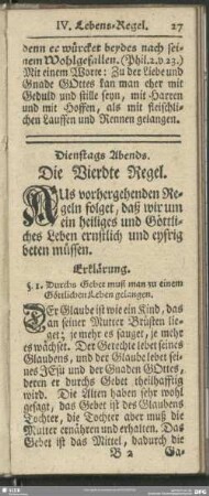 Dienstags Abends. Die Vierdte Regel