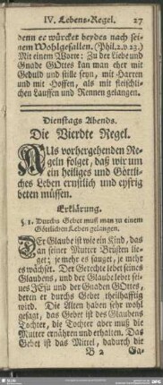 Dienstags Abends. Die Vierdte Regel