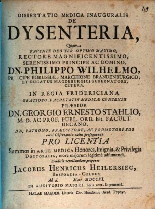 Dissertatio medica inauguralis de dysenteria
