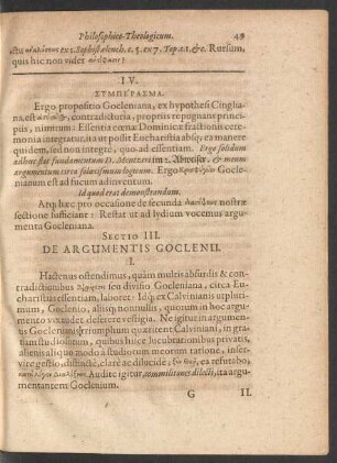 Sectio III. De Argumentis Goclenii.