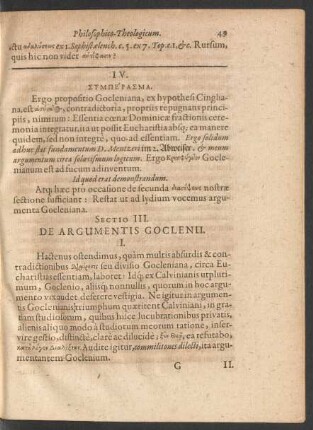 Sectio III. De Argumentis Goclenii.