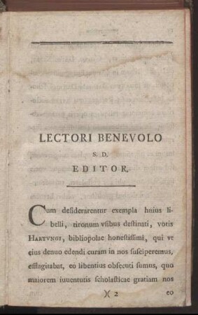 Lectori Benevolo S.D. Editor.