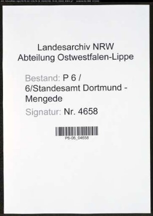 Heiratsregister Standesamt Dortmund-Mengede (XIII)
