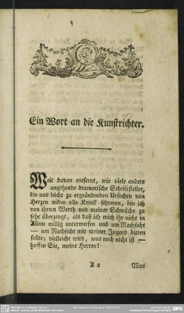 Ein Wort an die Kunstrichter