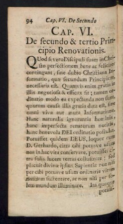 Cap. VI. De secundo & tertio Principio Renovationis