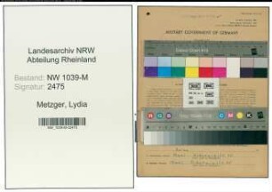 Entnazifizierung Lydia Metzger , geb. 18.09.1912 (Stenotypistin)