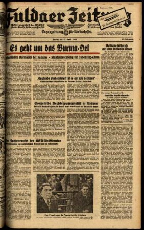 Ausgabe vom Freitag, den 17. April 1942.