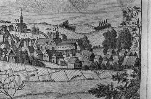 Zittau. Hospital St. Jacob (O), Ausschnitt aus: Prospekt der Stadt Zittau, 1757 (Sign.: VIII 130)