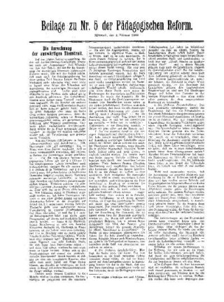 Die Anrechnung der auswärtigen Dienstzeit : Beilage zu Nr. 5 der Pädagogischen Reform.
