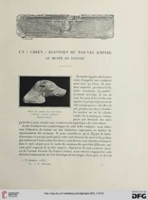 5. Pér. 7.1923: Un „chien" égyptien du Nouvel Empire au musée du Louvre