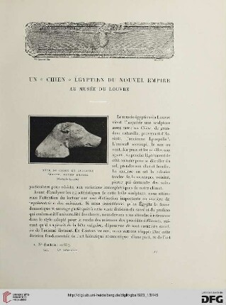 5. Pér. 7.1923: Un „chien" égyptien du Nouvel Empire au musée du Louvre