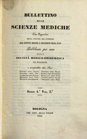 Bullettino delle scienze mediche. 3. 1855