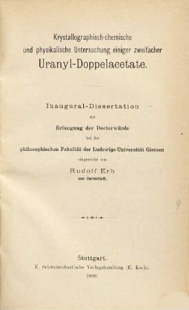 Krystallographisch-chemische und physikalische Untersuchung einiger zweifacher Uranyl-Doppelacetate