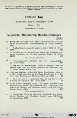 Aquarelle, Miniaturen, Handzeichnungen (Nr. 413-469)